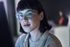 woman looking at screen