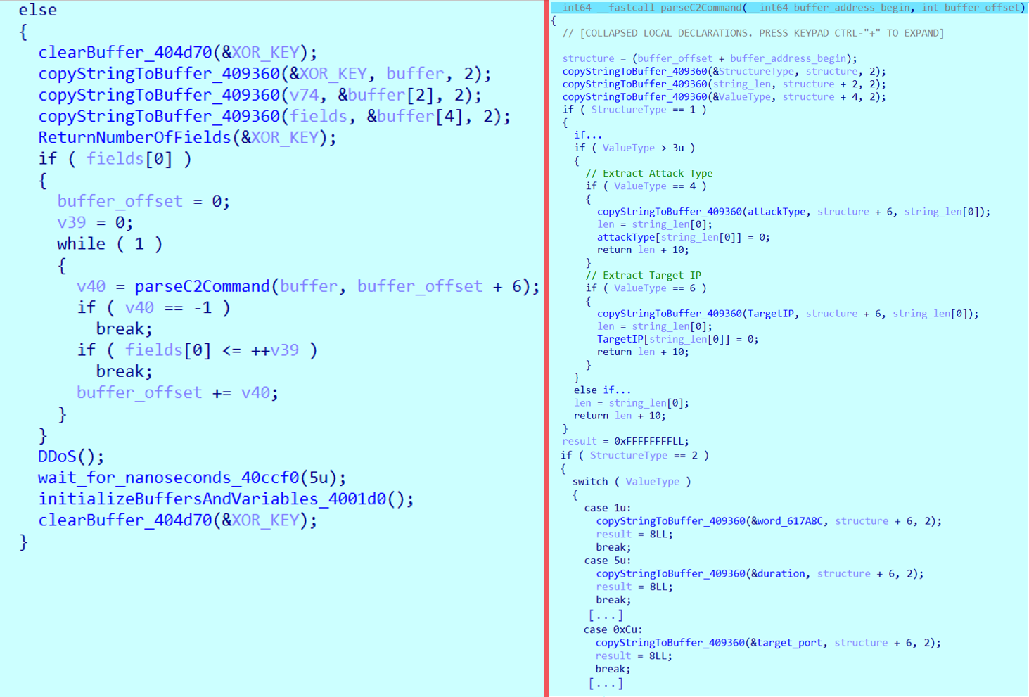 Figure 19. Parse C&C commands and extract attack details 