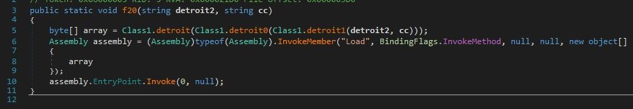Figure 2. Code snippet of .NET dropper