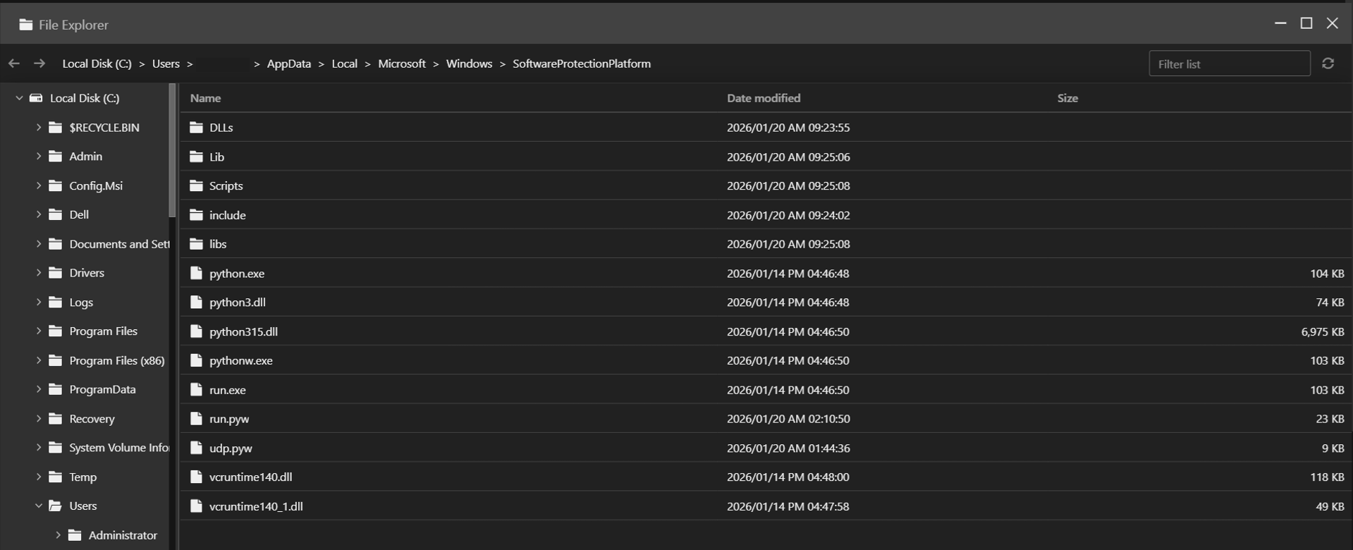 Figure 14. A list of files dropped under the created folder “SoftwareProtectionPlatform” via Remote Access in TrendAI Vision One™ 
