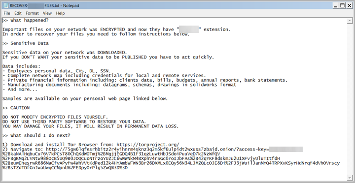 Sample ransom note obtained by Trend Micro Research from its analysis of the BlackCat ransomware binary