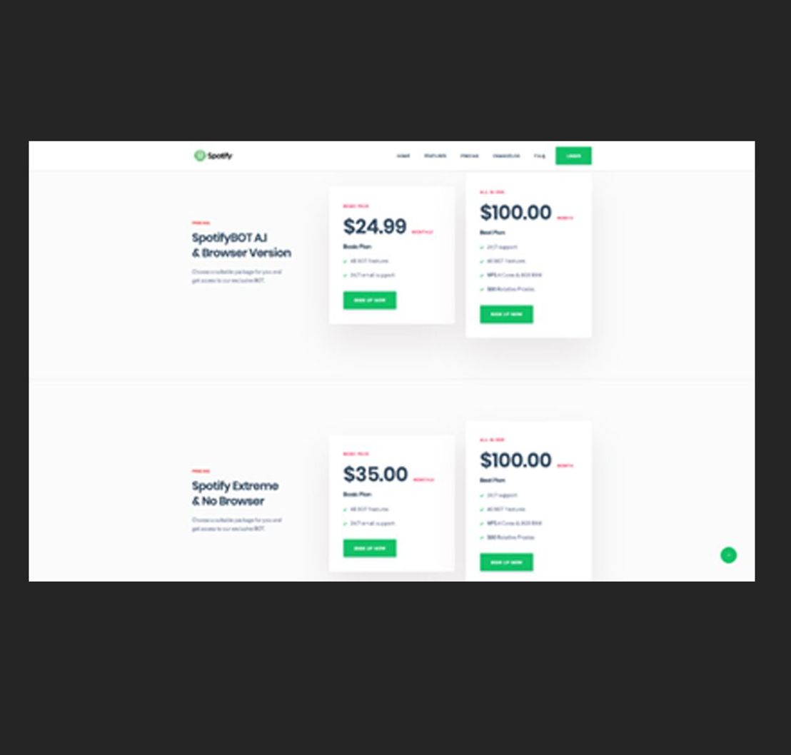 Pricing information for a Spotify bot
