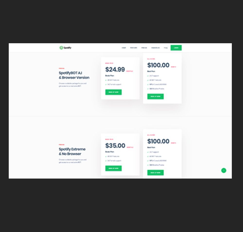 Pricing information for a Spotify bot