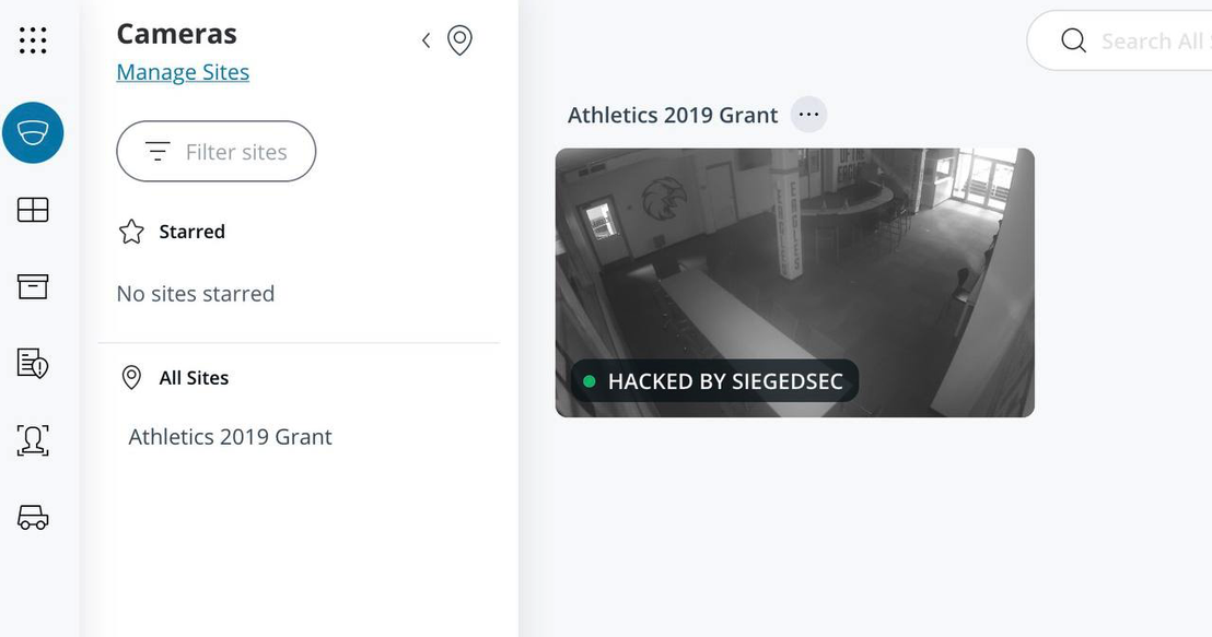 SiegedSec showing the feed of the hacked camera