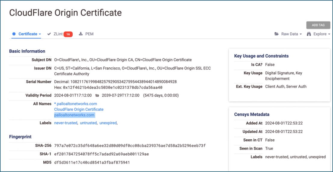 Figure 14. Certificate used by GHOSTSPIDER