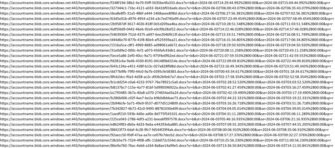 Attempts to fetch Word documents .docx using a read-only service SAS token