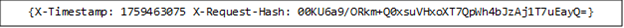 Figure 10. Custom header containing hashed secret and execution timestamp 