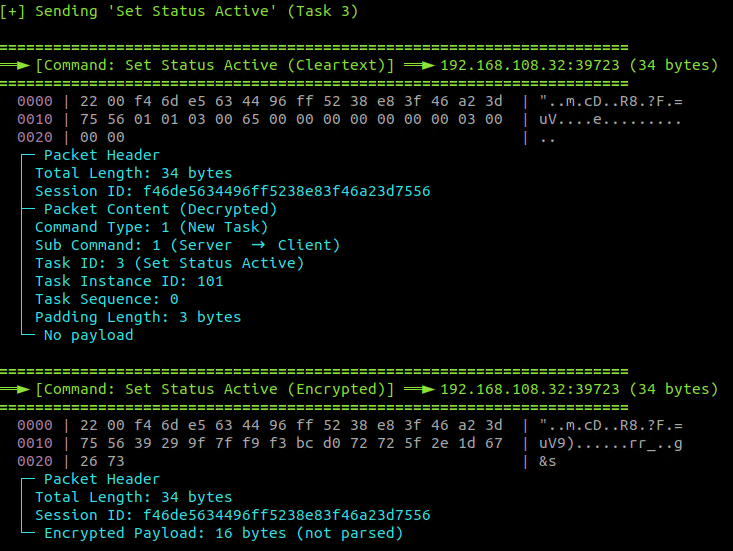 Figure 17. Server sends Set Status Active packet