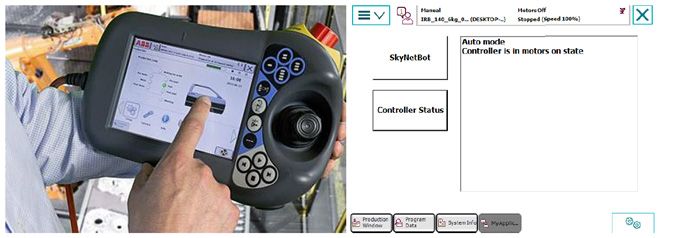 (Left: a typical tablet screen controlling a robot arm; Right: the same screen showing that the robot is in “motor off” or “manual mode” when it is in in “auto” or “motor on” mode)