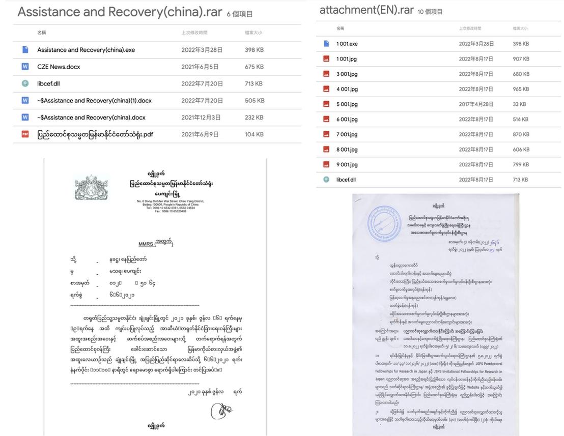 Figure 5. Sample decoy documents relating to government meetings (left) and overseas research exchange (right)