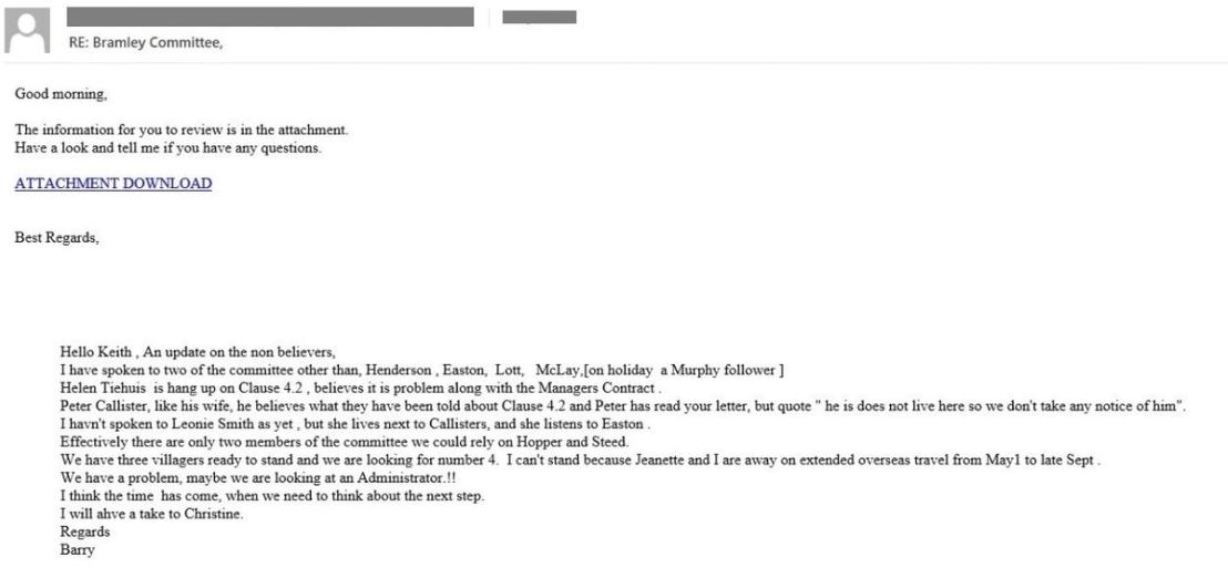 Figure 7. Sample email with a malicious link that leads to the download of Qakbot