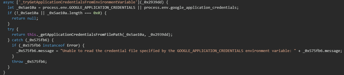 Figure 36. GCP ADC credential theft via GOOGLE_APPLICATION_CREDENTIALS and service account key extraction