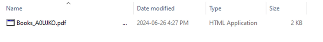 Figure 10. The HTA file extension does not appear on the screen