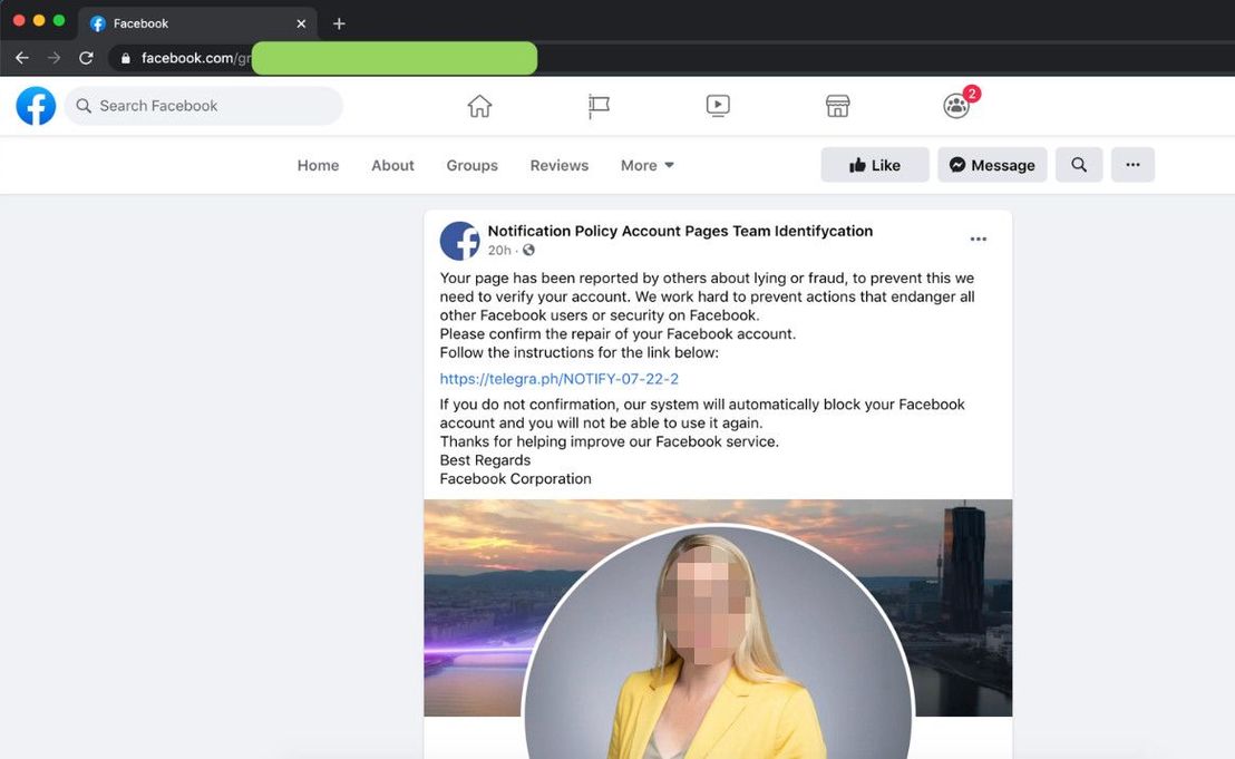 Fake post showing the user details