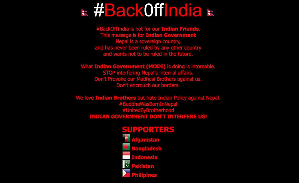 A campaign triggered by India’s involvement with Nepalese matters