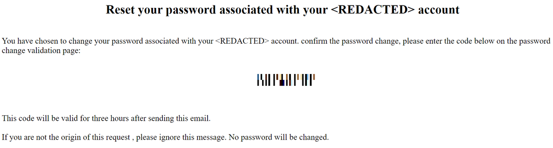 Figure 6. Password reset form sent via MQTTS to email
