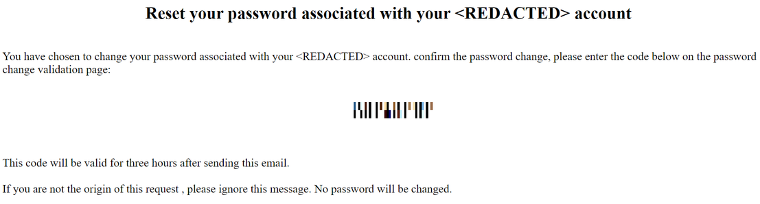 Figure 6. Password reset form sent via MQTTS to email