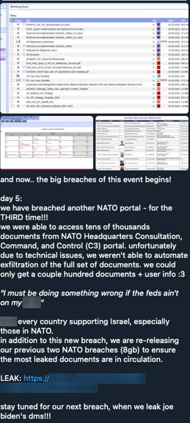 SiegedSec showing a NATO hack and the leaked files