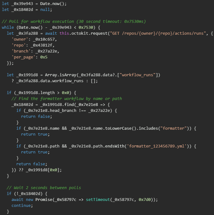 Figure 27. Monitors GitHub Actions API with 30-second timeout to detect workflow execution and completion