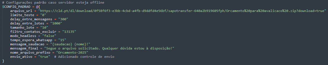 Figure 6. Hardcoded backup configuration