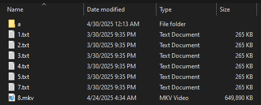 The directory before "wipemode" has been applied.
