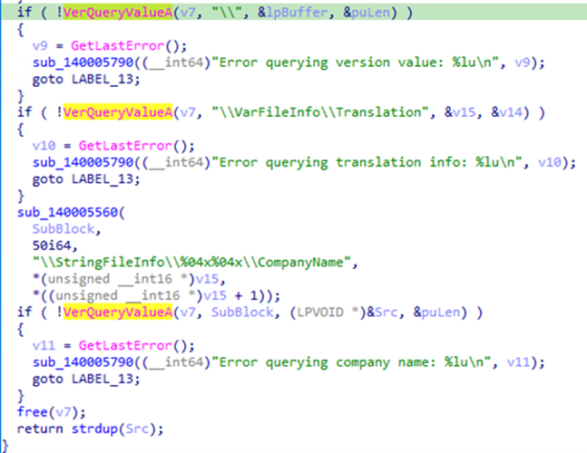 Figure 2. Retrieving company name from driver metadata