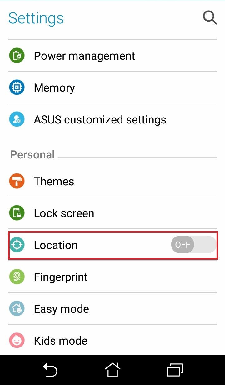 Figure 11. Screenshot of an Android Settings UI