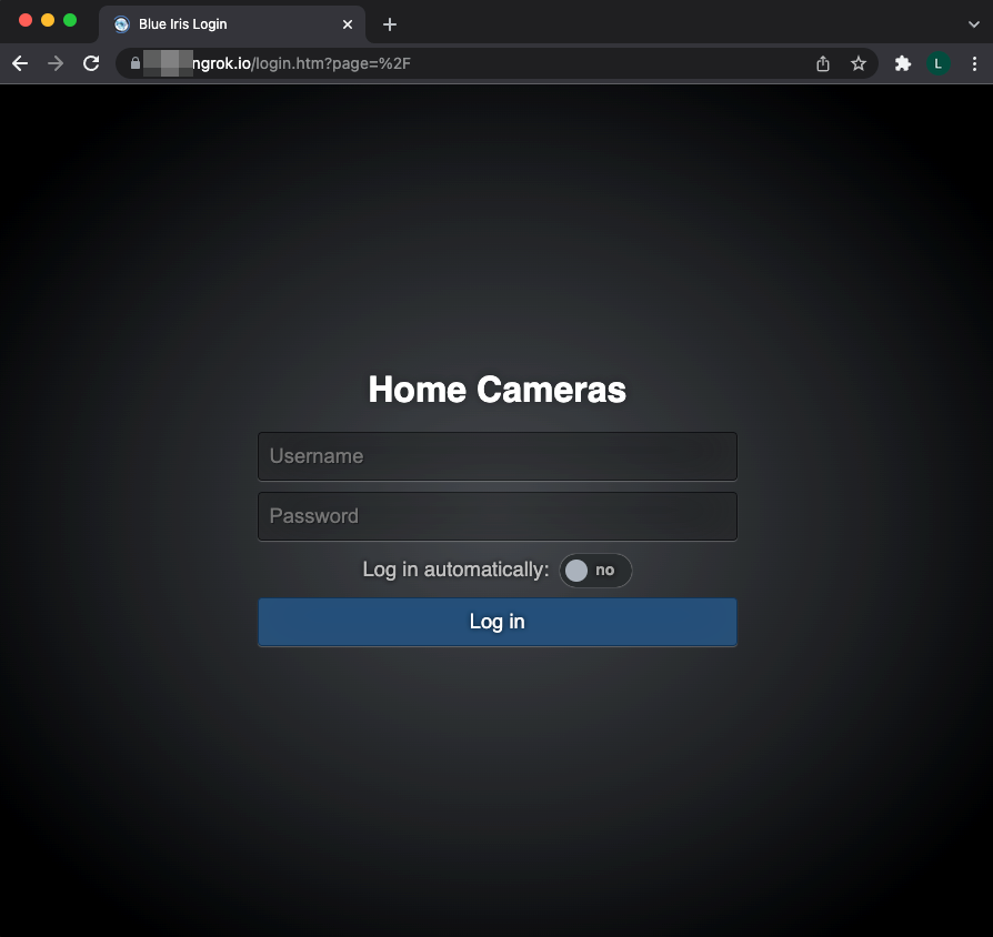 Figure 2. Screenshots of the login pages of Home Assistant (top) and Blue Iris (bottom)