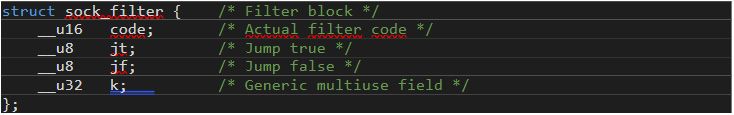 Figure 14. Definition of the “sock_filter” struct