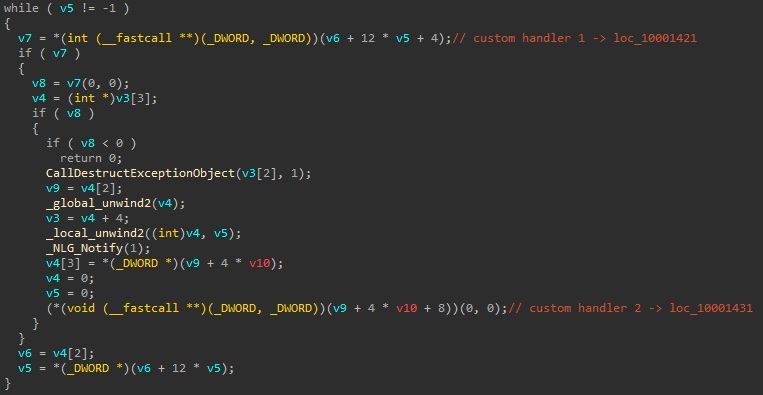 Figure 14. Custom exception handler installation