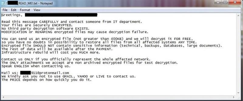Sample ransom note