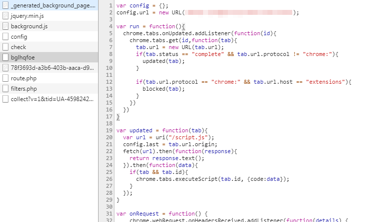 Part of additional codes retrieved from C&C server, which allows interaction with Facebook