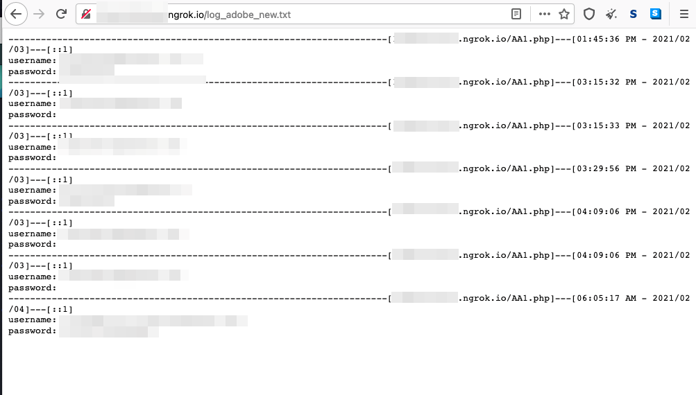 Figure 15. The open directories of phishing pages targeting users of Adobe (top) and AOL (bottom)