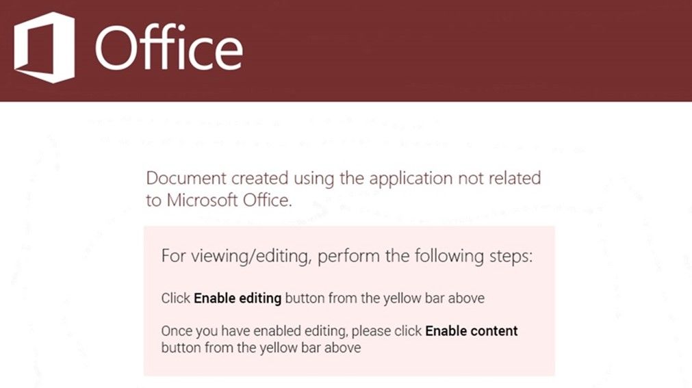 Figure 1. Prompt to enable editing and enable content