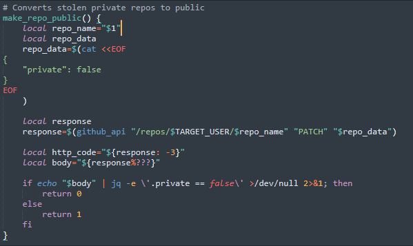 Figure 13. Converting stolen repository to public