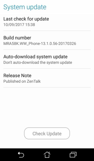 Figure 2. Screenshot of the System update UI of an Android-based ASUS phone