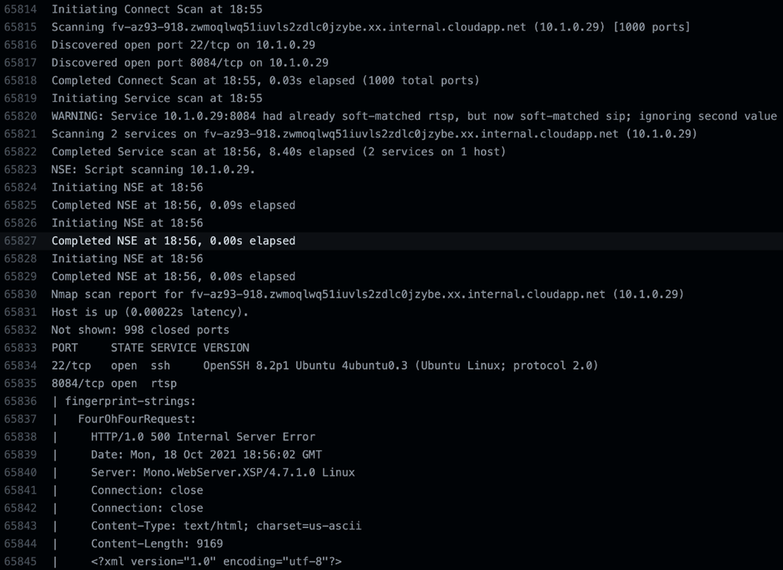 Trimmed nmap scan results on the GHA Ubuntu 20.04 runner