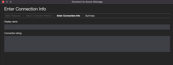Connection string placed in Storage Explorer