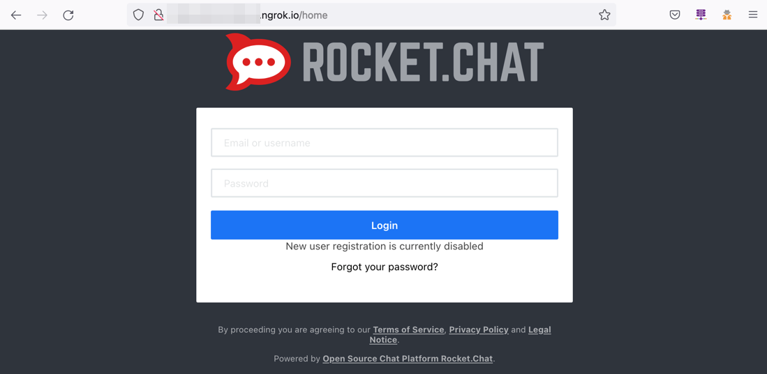 Figure 9. A Rocket.Chat example used for testing purposes
