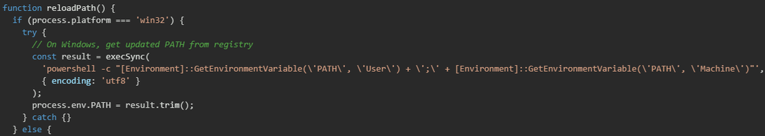 Figure 4. Powershell execution to query updated PATH from registry 