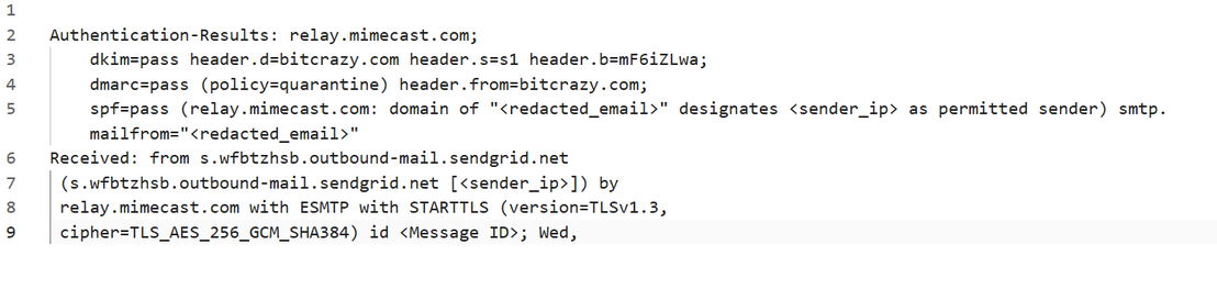 Phishing email header analysis.
