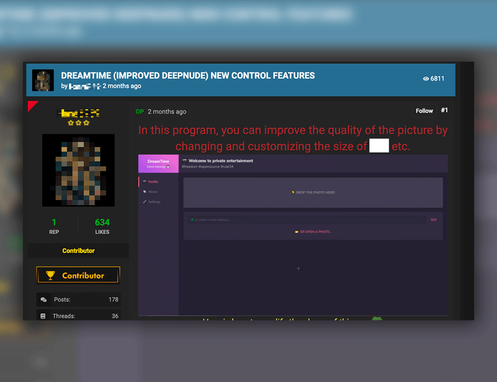 Figure 14. Software that creates nude Deepfake images by customizing the person’s measurements and features