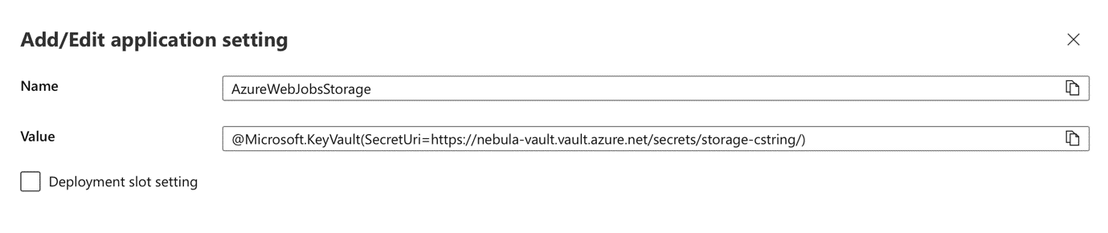 Figure 3. An example of linking application secrets from the vault to an environmental variable